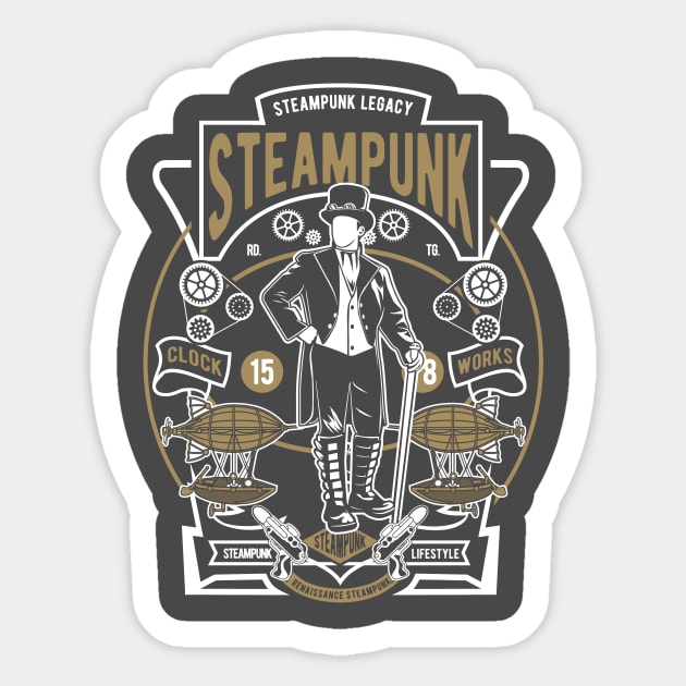 Steampunk Gentleman Sticker by Genuine Vintage